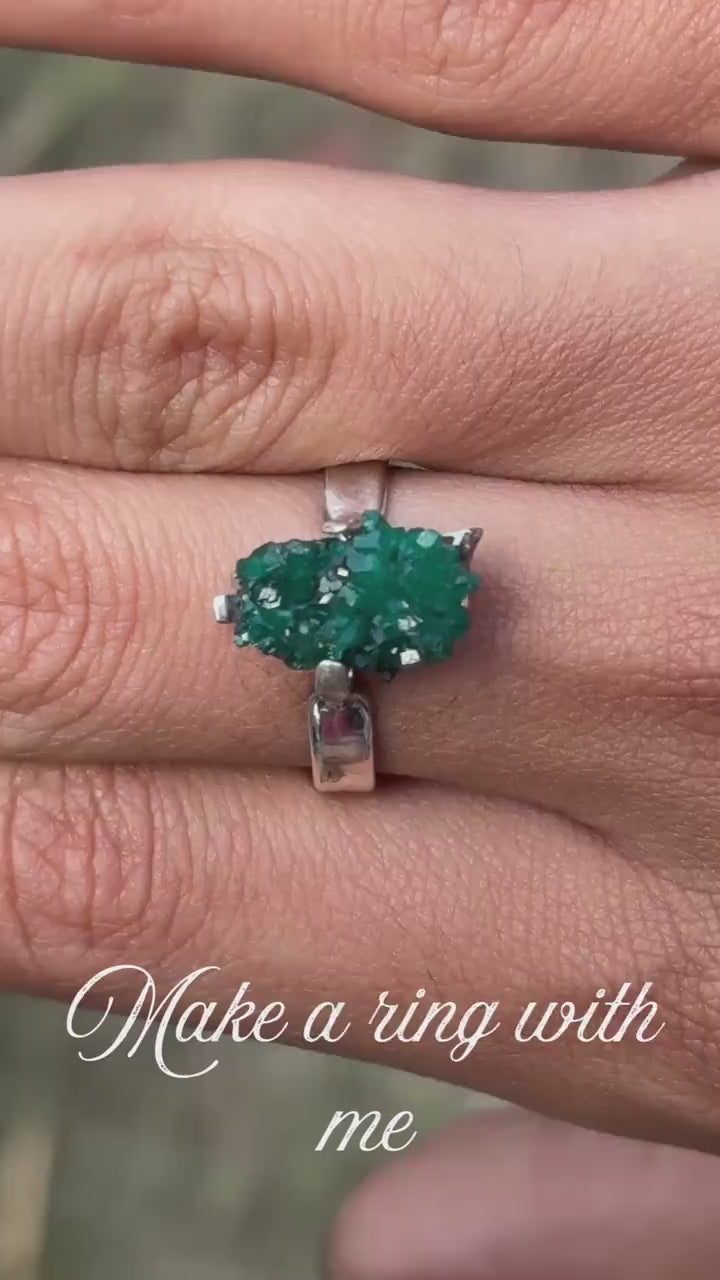 Raw Natural Dioptase Ring