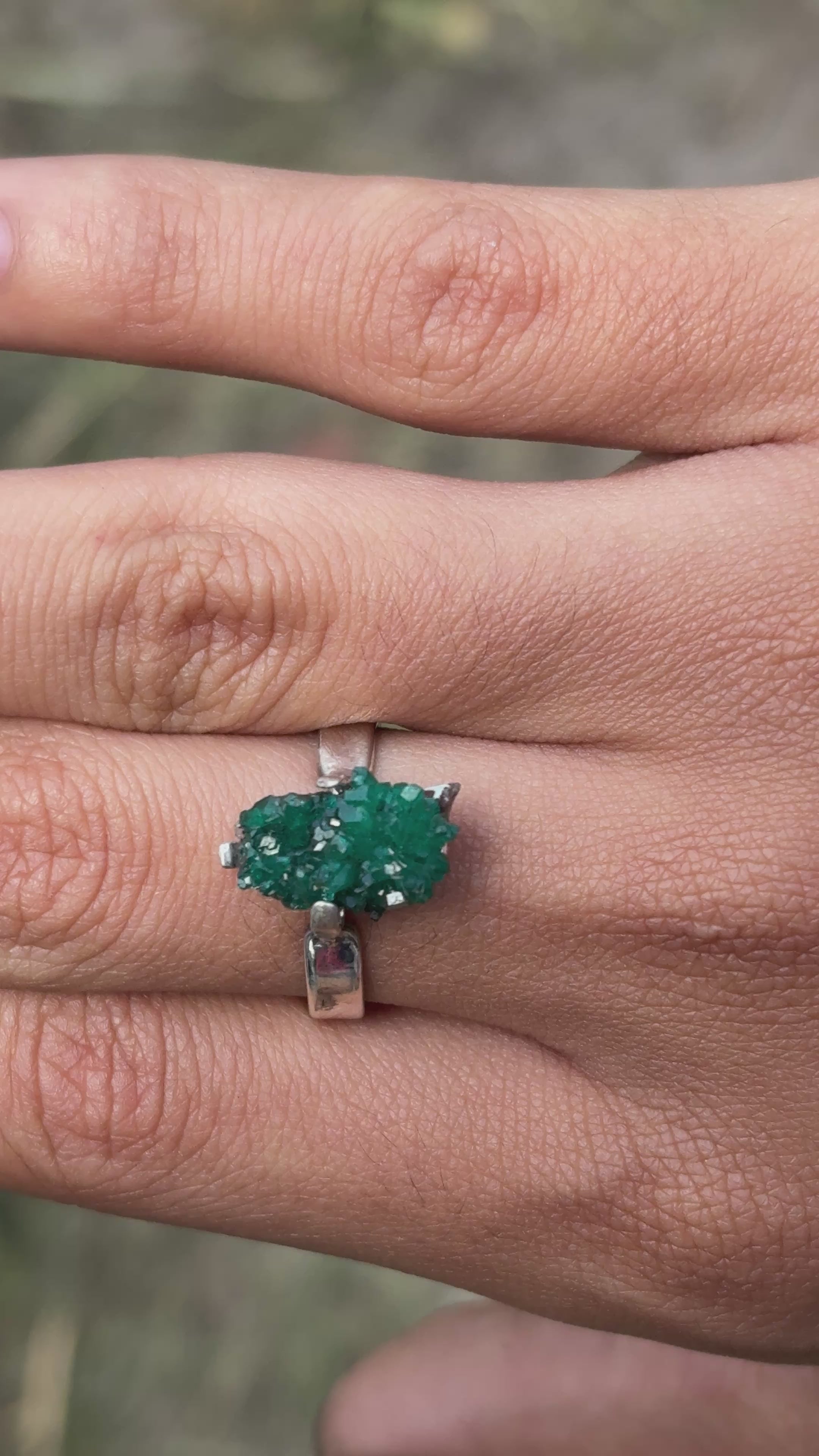 Raw Natural Dioptase Ring